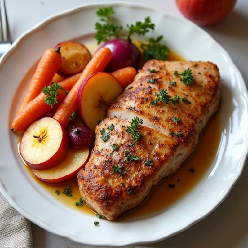 Sheet Pan Roasted Pork Tenderloin with Apples and Root Vegetables