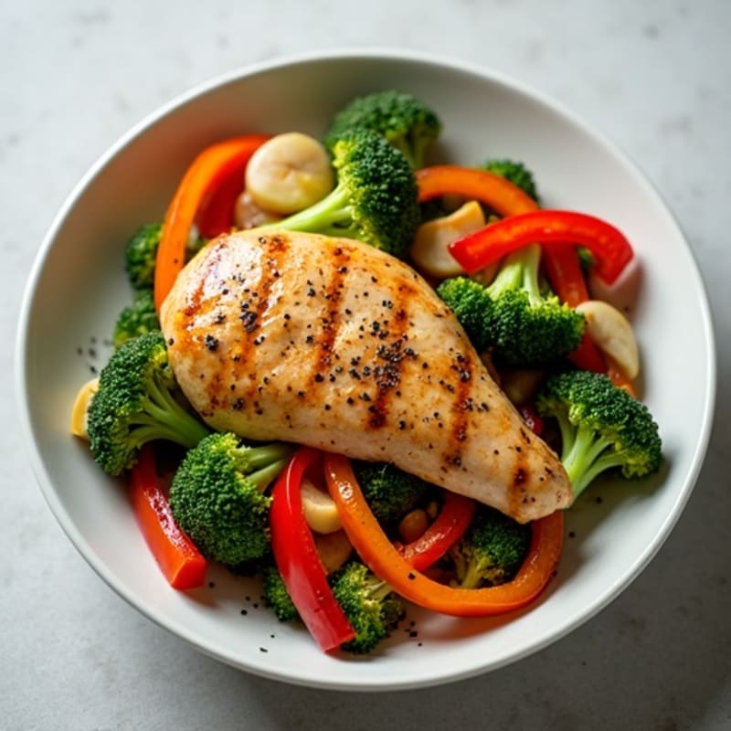 Ginger-Garlic Chicken with Tender Broccoli and Crisp Bell Peppers
