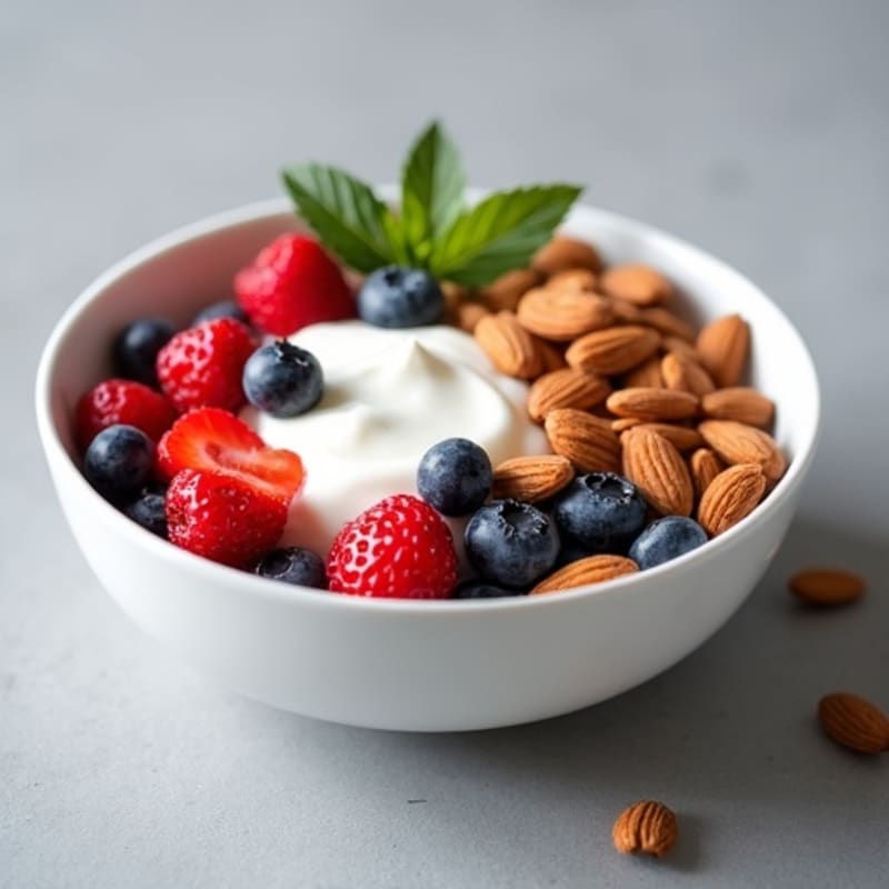 Creamy Greek Yogurt with Fresh Berries and Crunchy Almonds