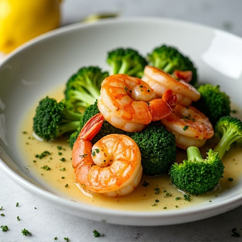 Garlic Herb Pan-Seared Shrimp with Roasted Broccoli