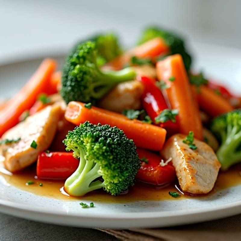 Garlic Ginger Chicken Stir-Fry with Crisp Vegetables