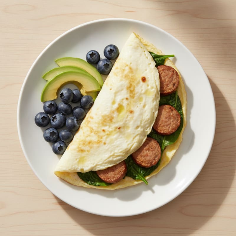 Egg White Spinach Omelet with Turkey Sausage