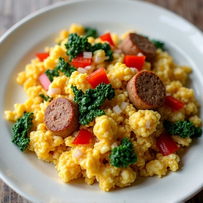 Turkey Sausage and Veggie Egg Scramble