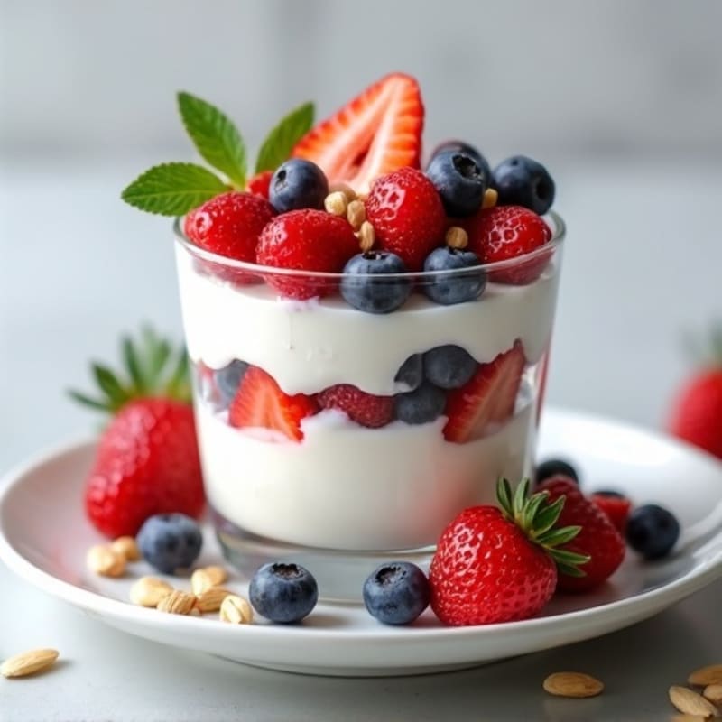 Creamy Greek Yogurt Parfait with Berries and Almonds