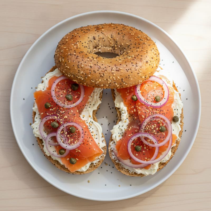 High Protein Lox and Cream Cheese Toasted Bagel