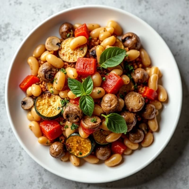 Hearty Mushroom Ragu with Herb-Roasted Vegetables