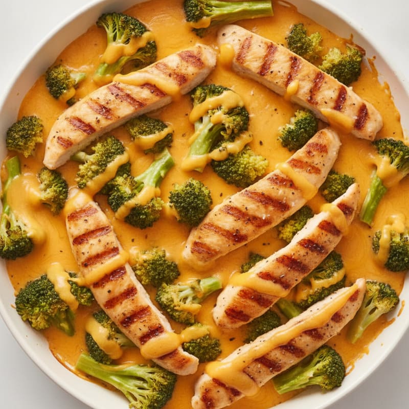 Cheesy Broccoli & Seared Chicken Skillet