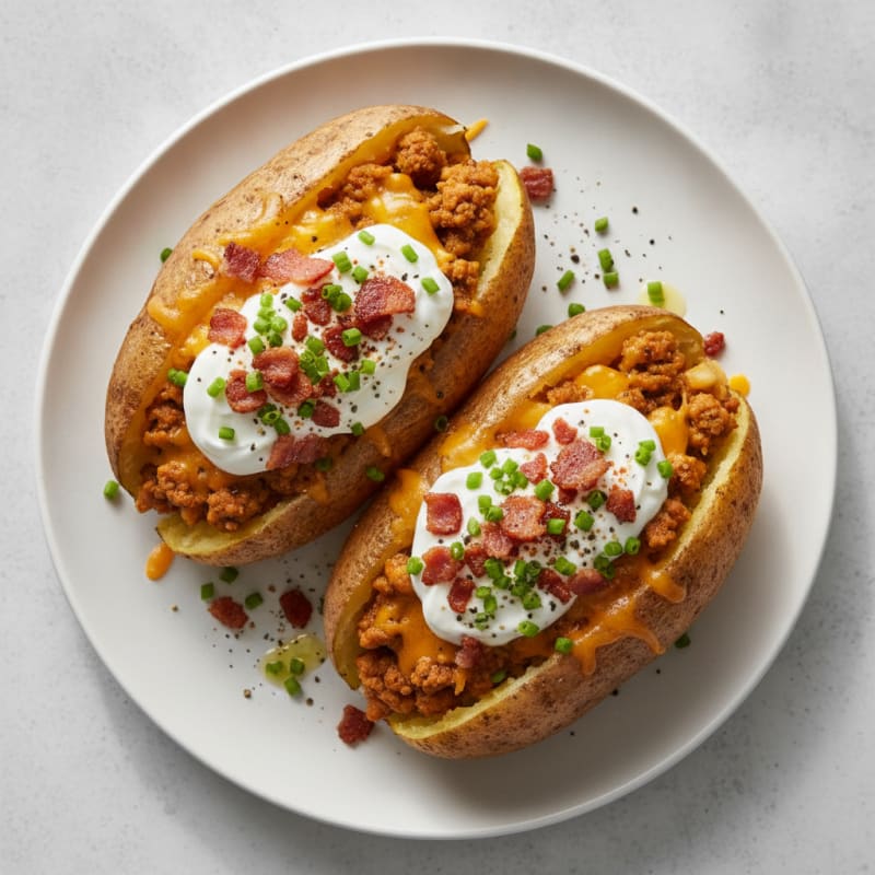 Loaded Baked Potatoes with Crispy Bacon