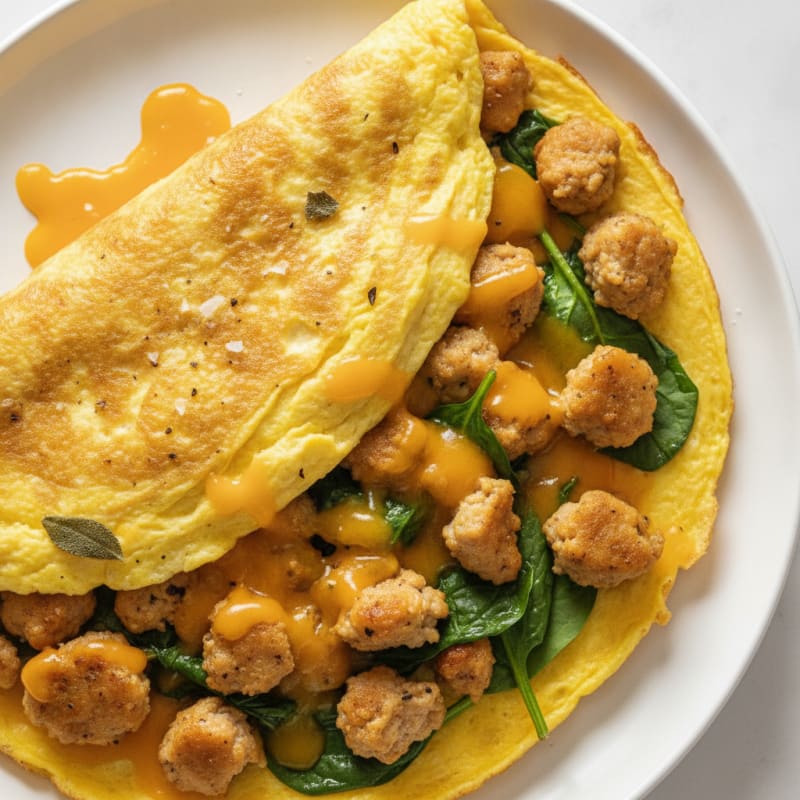 Chicken Sage Sausage Omelet with Cheese