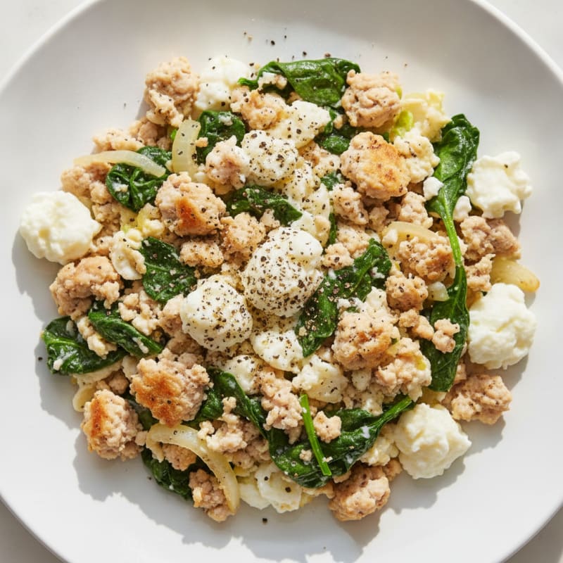 Egg White and Turkey Scramble with Spinach