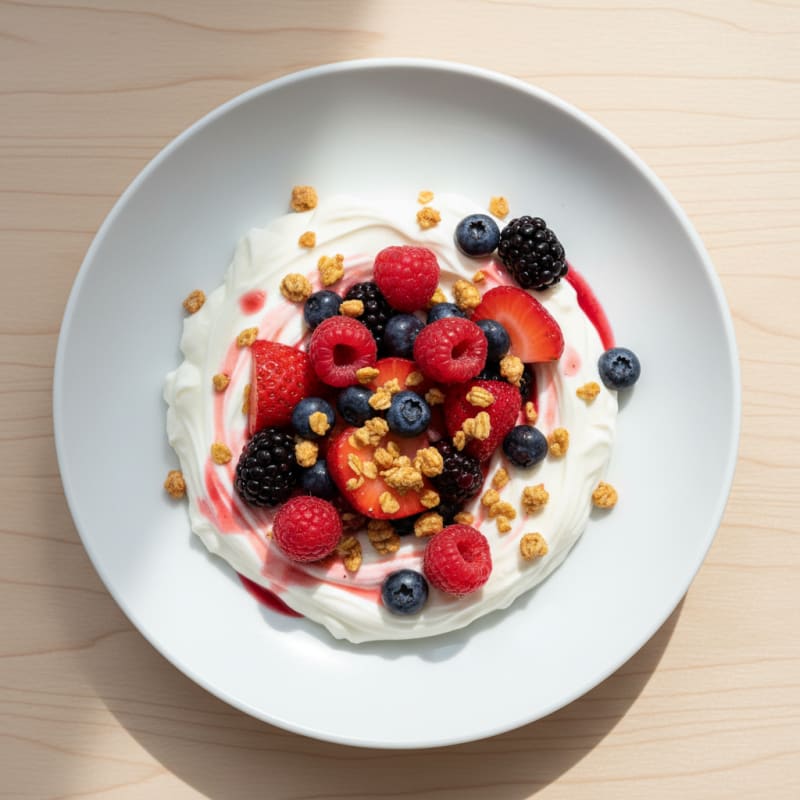 Silky Vanilla Protein Yogurt with Mixed Berries