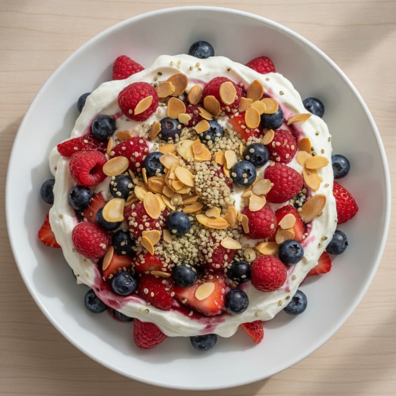 Greek Yogurt Protein Parfait with Mixed Berries
