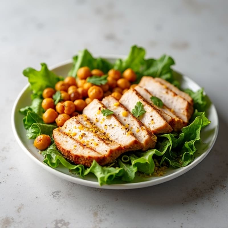 Grilled Turkey Breast Salad with Crunchy Chickpeas and Lemon Vinaigrette