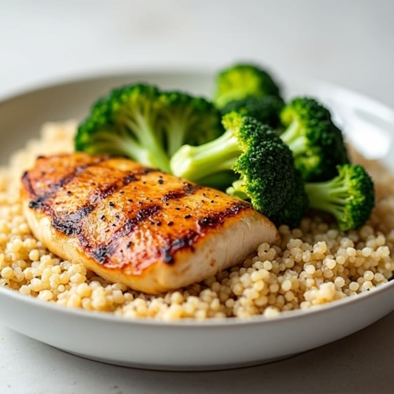 Grilled Chicken Breast with Quinoa and Steamed Broccoli