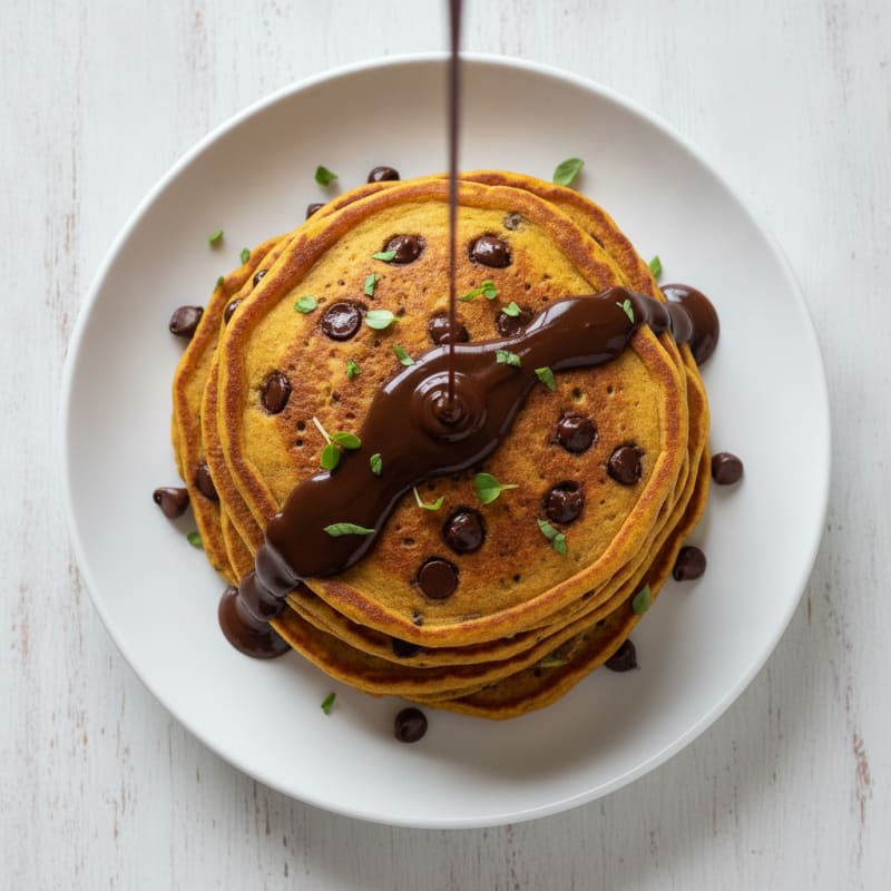 Pumpkin Protein Pancakes with Chocolate Chips