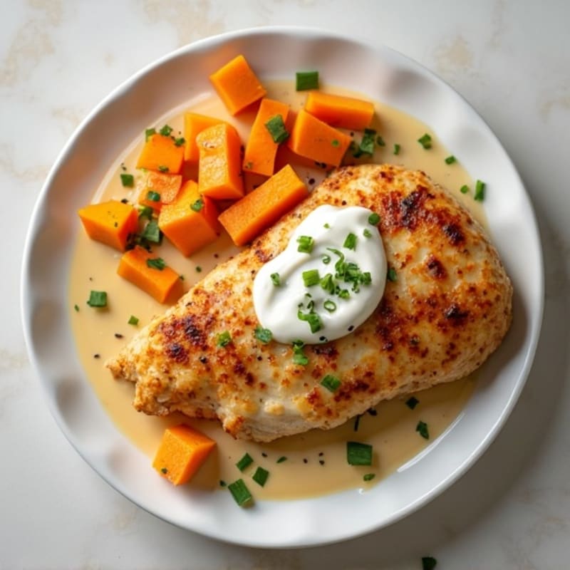 Creamy Golden Baked Chicken and Sweet Potato