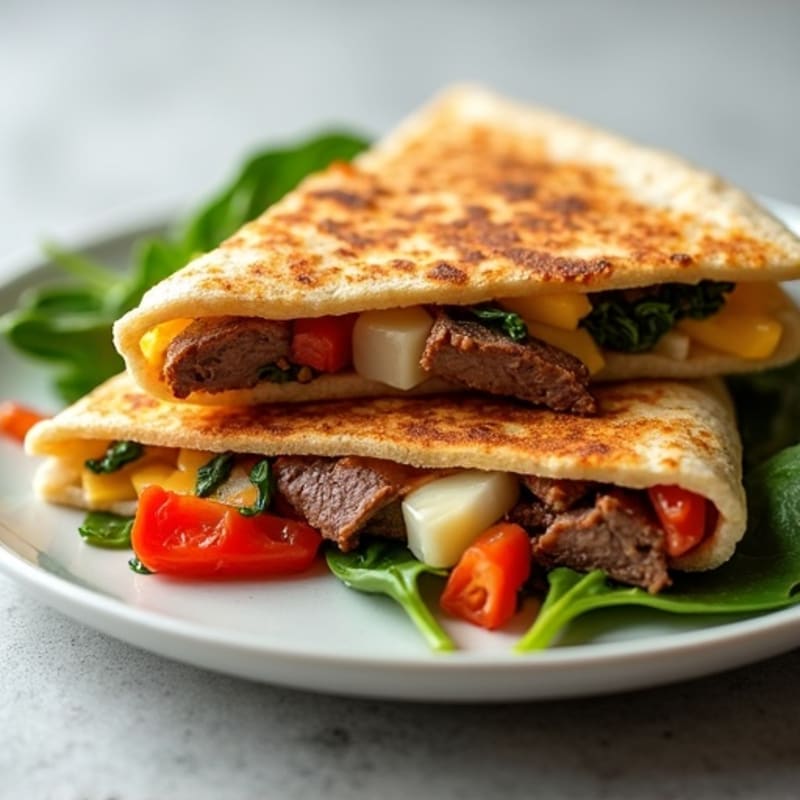 Crispy Whole Wheat Steak and Veggie Quesadillas