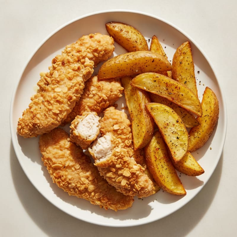 Oven-Baked Chicken Tenders with Crispy Fries