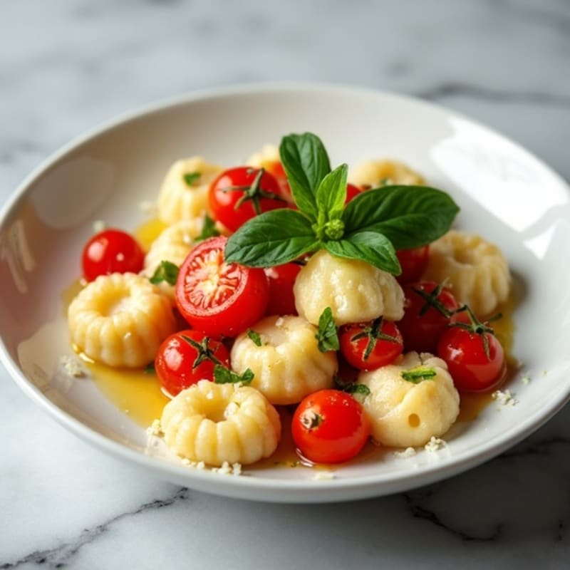 Fluffy Ricotta Gnocchi with Roasted Cherry Tomatoes and Fresh Basil