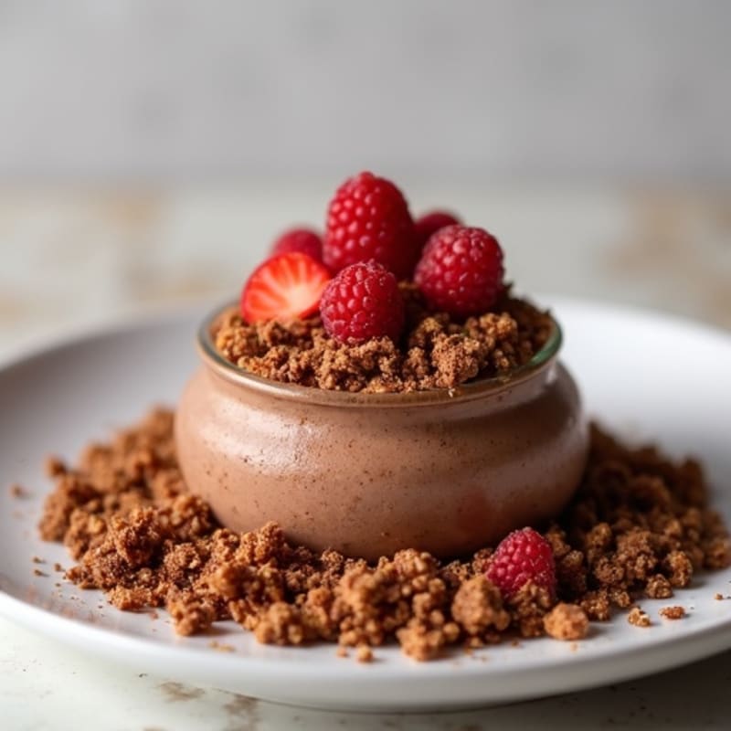 Chocolate Protein Mousse with Ground Beef Protein Crumble