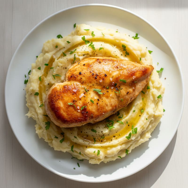 Buttery Garlic Herb Chicken and Mashed Potatoes