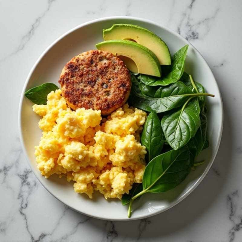 Egg White Scramble with Spinach and Turkey Sausage