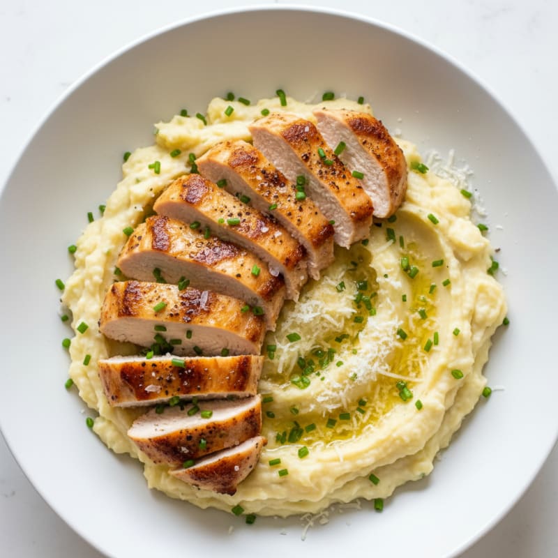 Garlic Parmesan Mashed Potato Bowl with Seared Chicken