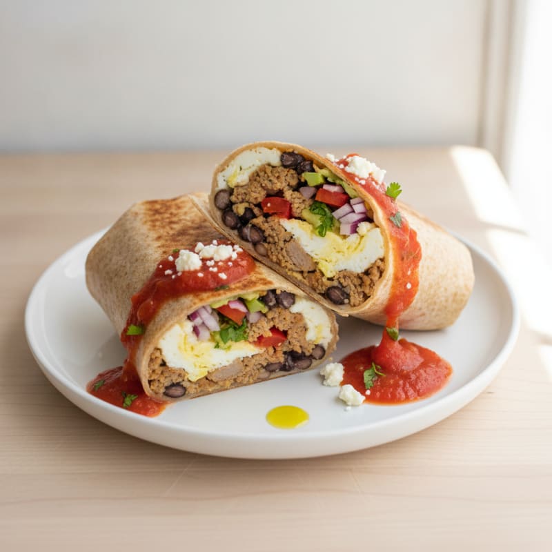 Loaded Breakfast Burrito with Salsa