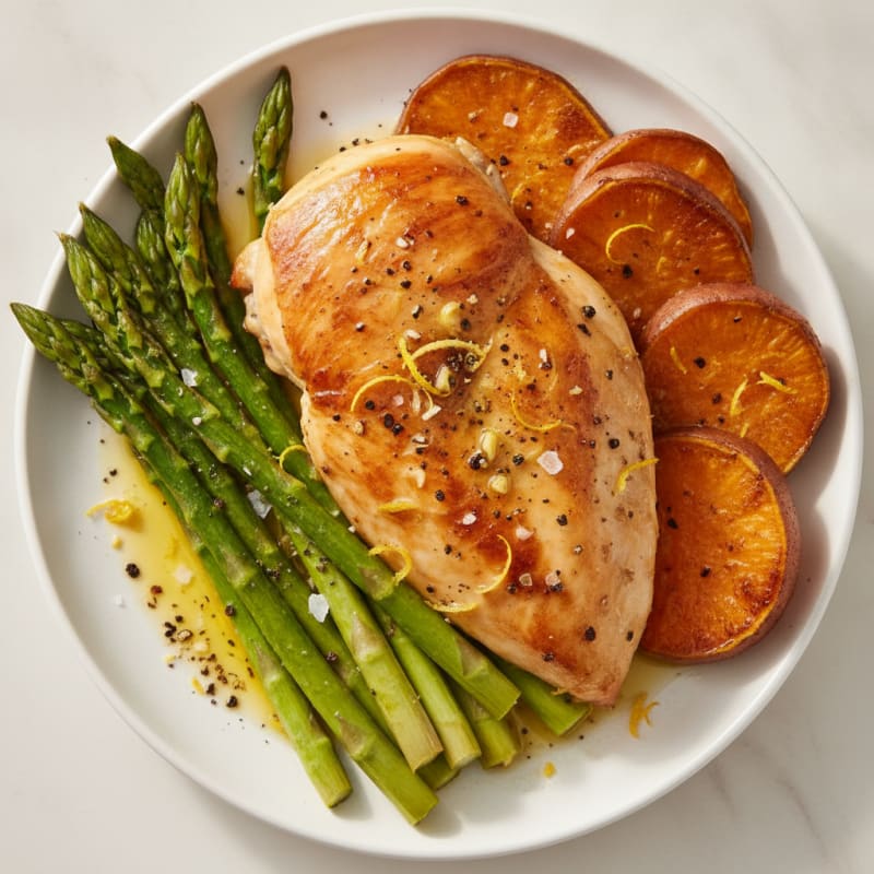 Lemon-Herb Roasted Chicken with Asparagus