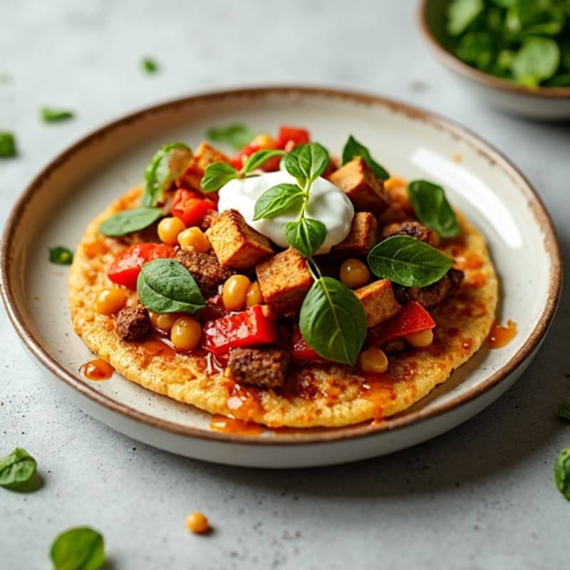 Crispy Chickpea and Vegetable Flatbread with Honey-Tahini Drizzle