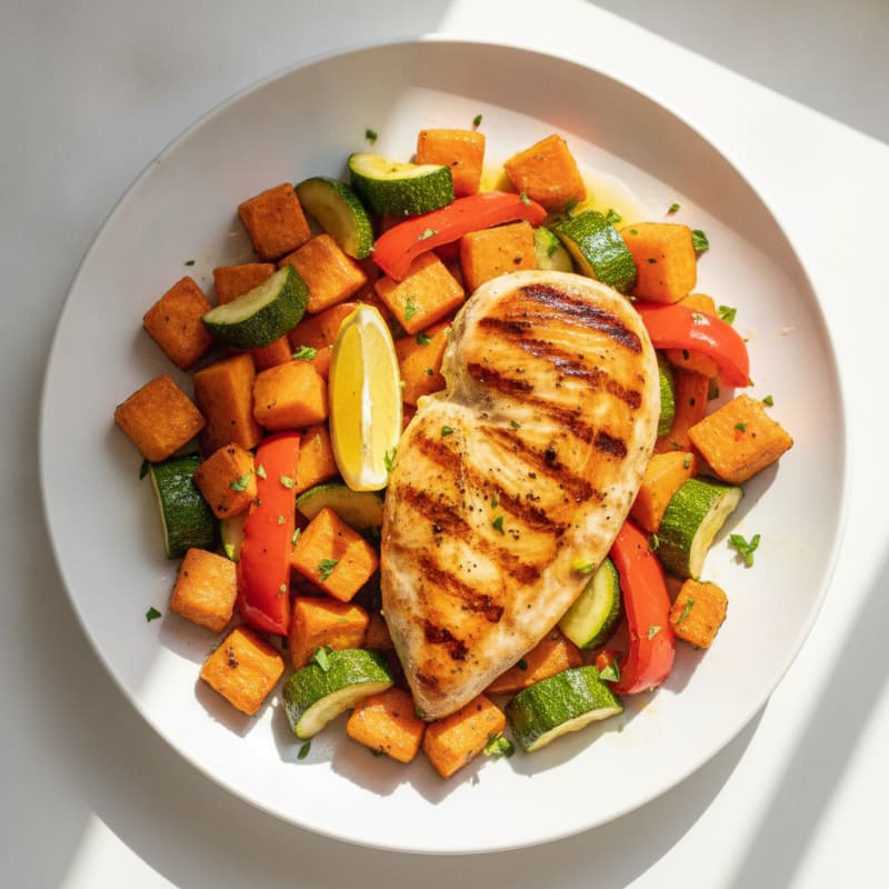 Grilled Chicken Breast with Roasted Mixed Vegetables