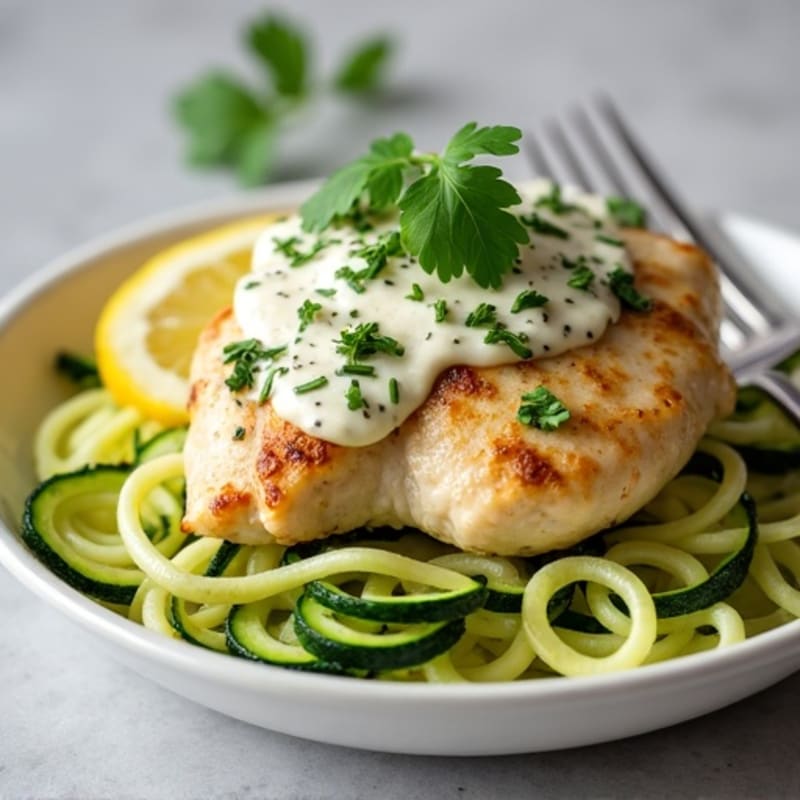 Creamy Lemon Garlic Chicken with Zucchini Noodles