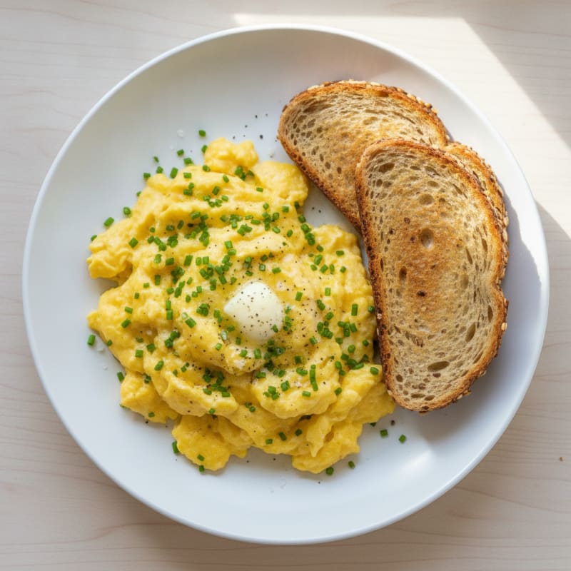 Fluffy Scrambled Eggs with Chives