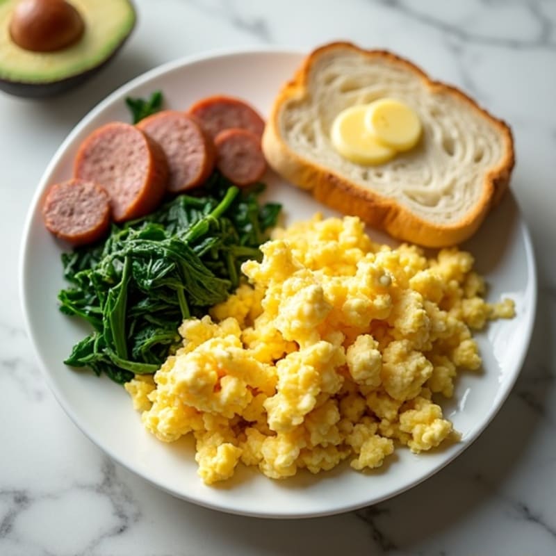 Scrambled Egg Whites with Turkey Sausage and Spinach