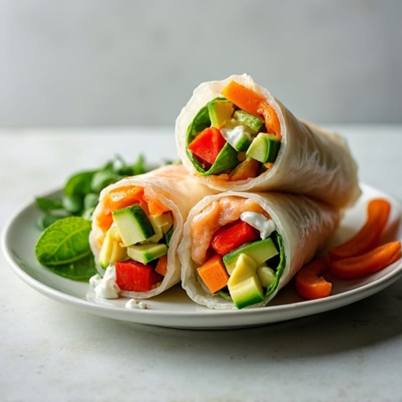 Fresh Salmon and Crisp Vegetable Rolls