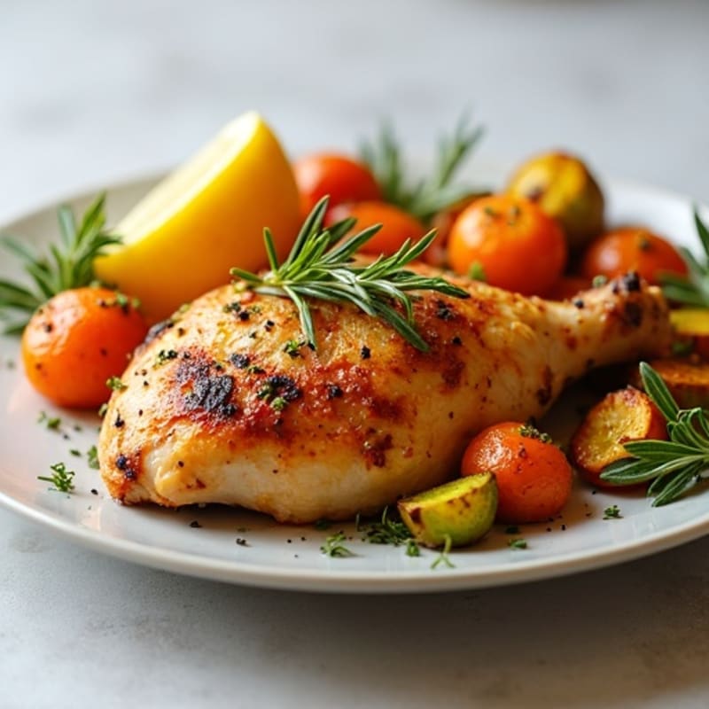 Crispy Lemon-Herb Roasted Chicken with Roasted Root Vegetables