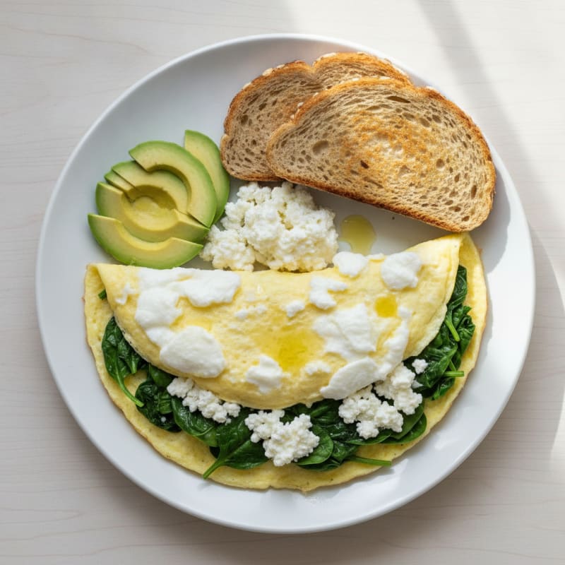 Egg White Spinach Omelette with Cottage Cheese