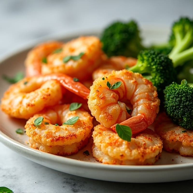 Crispy Garlic Shrimp with Roasted Broccoli