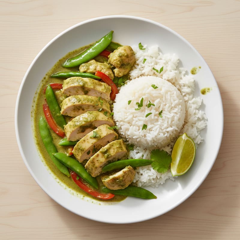 Green Curry Chicken with Coconut Rice