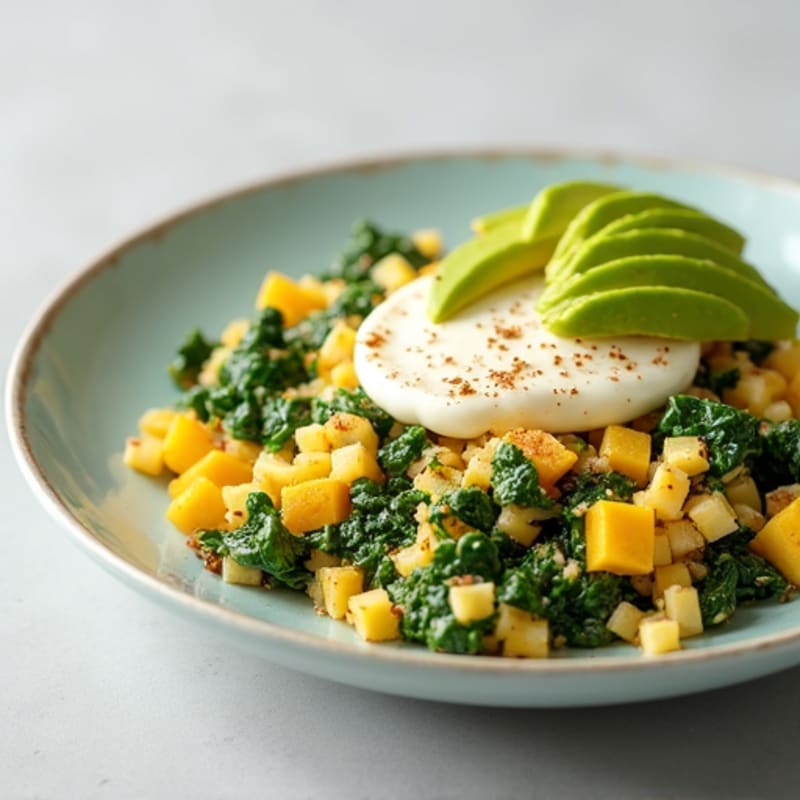 Egg White Spinach Scramble with Cottage Cheese
