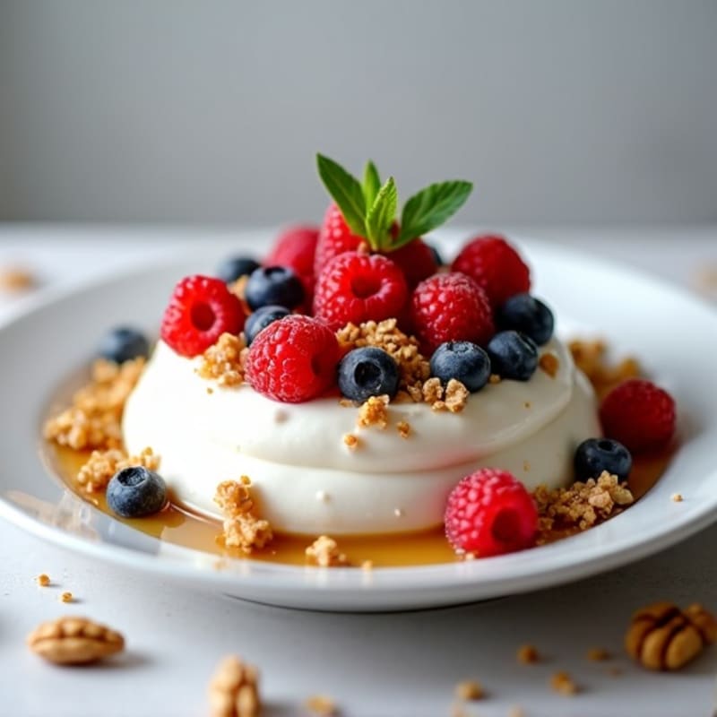 Creamy Greek Yogurt with Protein Powder and Fresh Berries