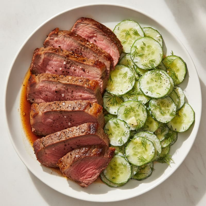 Roasted Beef with Creamy Cucumber Salad