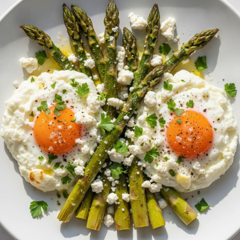 Baked Eggs with Roasted Asparagus