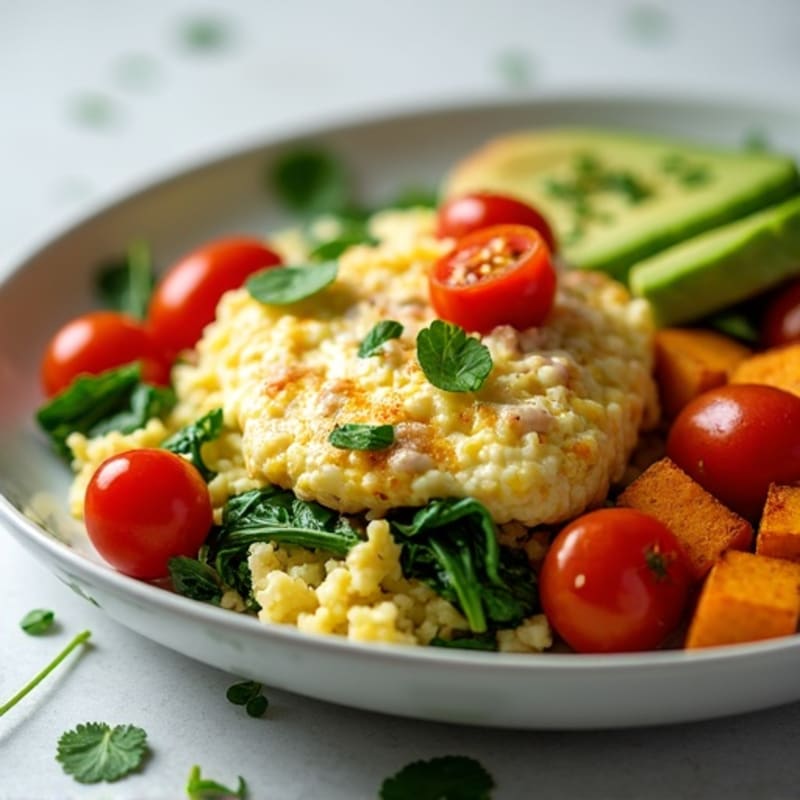 Egg White and Spinach Scramble with Turkey Sausage