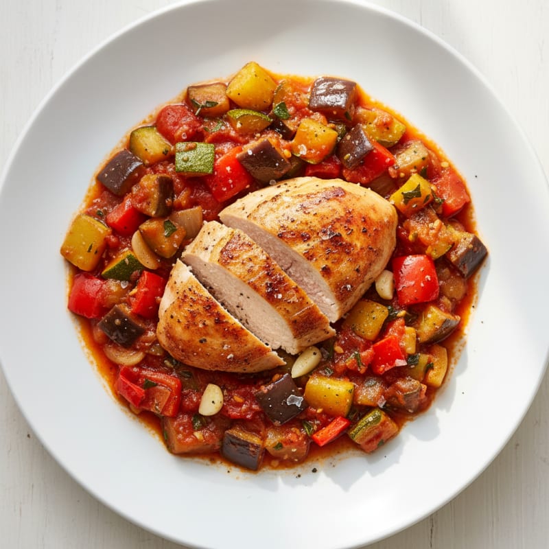 Roasted Vegetable Provencal Ratatouille with Chicken