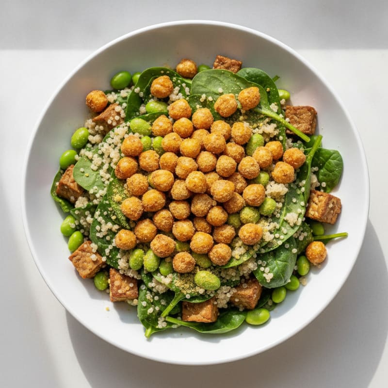 Crunchy Chickpea and Quinoa Power Bowl with Edamame