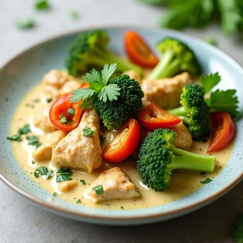 Creamy Chicken Green Coconut Curry with Fresh Vegetables