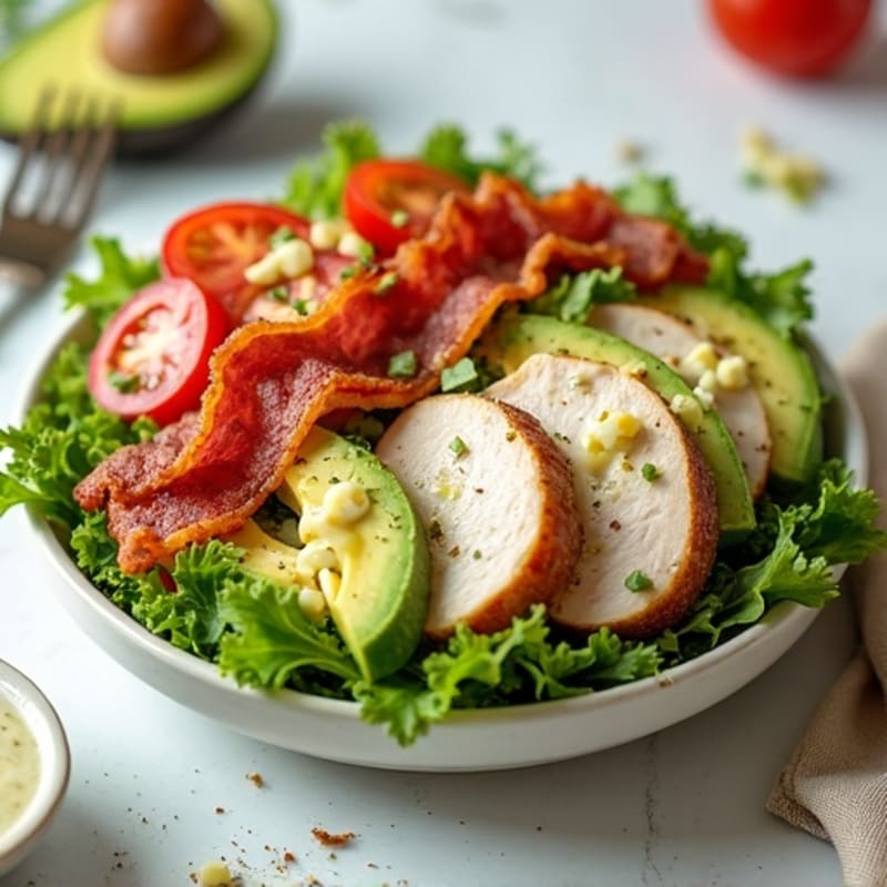 Turkey Club Salad with Crispy Bacon and Creamy Avocado Dressing