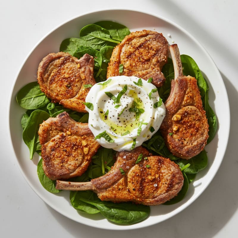 Harissa Lamb Chops with Mint Yogurt