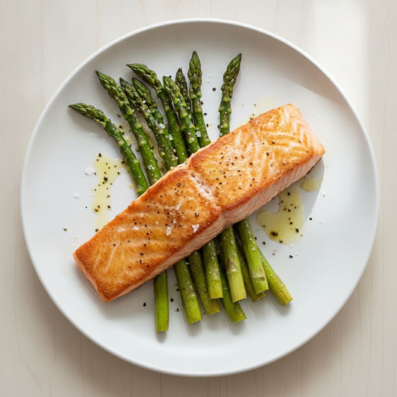 Pan-Seared Salmon with Roasted Asparagus